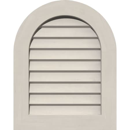 Round Top Gable Vent Primed, Non-Functional, Pine Gable Vent W/ Decorative Face Frame, 26W X 26H